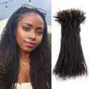 DAIXI Handmade Interlocking Sisterlocks Curly Tips 100% Real Human Hair Permanent Micro Locs Extensions Natural Looking Soft Dreadlocks Can Be Bleached and Dyed.(1B - 0.2cm, 14 Inch 10 Strands)