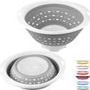 QiMH Collapsible Colander and Strainer, 5 Quart(1.25 gal), Heavey Duty Kitchen Drainer Basket for Pasta, Veggies and Fruits, New Home Apartment Essentials (Light Grey)