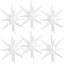 Hungdao 6 Pcs Large Star Balloons 27 Inch Starburst Spike Foil Explosion Balloons 14 Point Star Cone for Birthday Wedding Anniversary Halloween Christmas Backdrop Party Decorations(White)