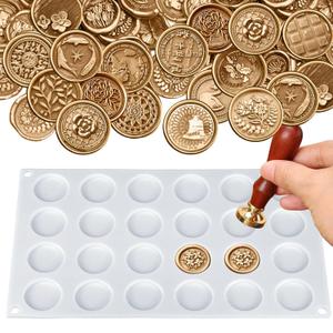 Palksky Silicone Mat/Pad for Wax Seal Stamp, 24-Cavity Wax Sealing Mat with Removable Sticky Dots for DIY Craft Adhesive Waxing Palksky Silicone Mat/Pad for Wax Seal Stamp, 24-Cavity Wax Sealing Mat with Removable Sticky Dots for DIY Craft Adhesive Waxing