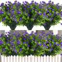 RECUTMS 12 Bundles Artificial Flowers Faux Outdoor Plastic Plants UV Resistant Shrubs,Artificial Plants Spring Decorations for Patio Outdoor Fake Plants Spring Decorations for Front Porch(Purple)