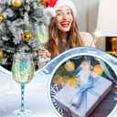 4 Pcs Snowflakes Winter Party Stemmed Wine Glasses Hand Painted Drinking Cup Wine Glasses Gifts for Birthday Theme Holiday Party Supplies