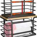 2 Pack Stackable Trash Bag Holder with Bamboo Top, 2025 Pro Wall Mount Laundry Room Organization, Djustable Hooks for Cabinet Door - Organizers in Kitchen/Pantry/Laundry Room, Black