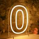 Planzo 0 Zero Led Neon Sign Light 10th 20th 30th 40th 50th Year Old Birthday Baby Cave Backdrop Bedroom Desk Table Wall Sign Decor Banner Wedding Party Decor Gifts Hold Base USB 9.84"x6.9"