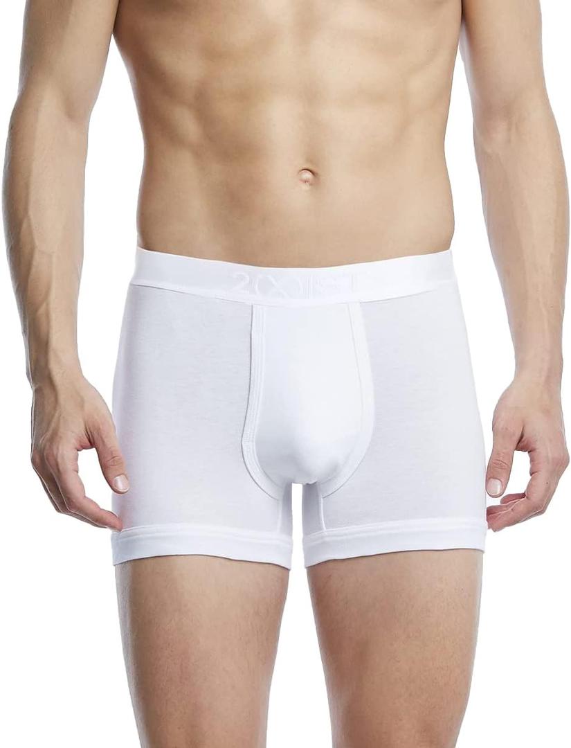 2(X)IST mens Pima Cotton Boxer Briefs (Small, White)