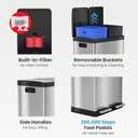 iTouchless 60 Liter / 16 Gallon Rectangular Dual Compartment Kitchen Trash Can & Recycling Bin, Odor Filter, Soft-Close, Hands-Free Step Pedals, Color-Coded Buckets, Smudge-Resistant Stainless Steel