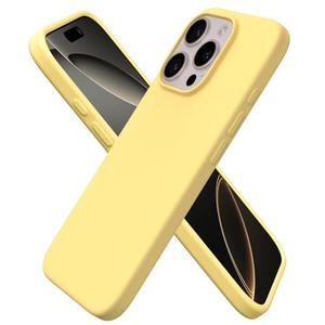 ORNARTO Compatible with iPhone 16 Pro Case 6.3", Slim Liquid Silicone 3 Layers Soft Gel Rubber Shockproof Protective Case with Anti-Scratch Microfiber Lining-Buttercream Yellow