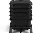 Bltezeit 5-Tray Worm Composter, 53QT Worm Compost Bin Indoor & Outdoor, Worm Farm Kit for Vermicomposting Starter, Recycling Food Waste (Black)