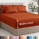Extra Deep King Sheet Set - 6 Piece Breathable and Cooling Sheets - Hotel Luxury Bedding for Women, Men, Kids & Teens - Easy & Secure Fit - Soft, Wrinkle Free & Comfy - Extra Deep Pockets - Terracotta