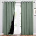 NICETOWN 100% Blackout Window Curtain Panels, Cold and Full Light Blocking Drapes with Black Liner for Nursery, 84 inches Drop Thermal Insulated Draperies (Greyish Green, 2 PCs, 62" Wide Each Panel)