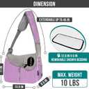 PetAmi Small Dog Sling Carrier, Soft-Sided Crossbody Puppy Carrying Purse Bag, Adjustable Sling Pet Pouch to Wear Medium Dog Cat Travel, Dog Bag for Traveling, Poop Bag Dispenser, Max 10 lbs, Purple