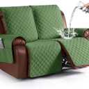 KinCam Waterproof Loveseat Recliner Cover, Non-Slip Reclining Couch Covers for 2 Seat, Recliner Sofa Cover Furniture Protector with Elastic Straps for Kids, Pets, Vine Green