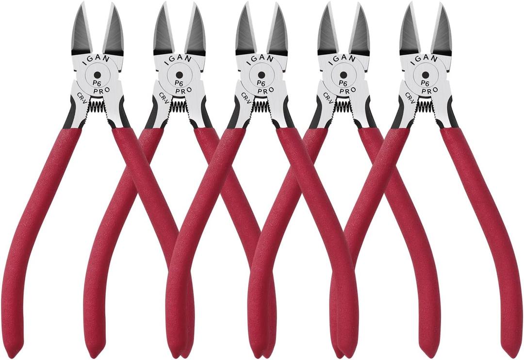 IGAN-P6 Wire Flush Cutters (Pack of 5), 6-inch Ultra Sharp and Powerful Side Cutter Clippers, Ideal Wire Snips for Handmade and Any Clean Cut Needs