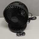 OmniBreeze 6 Inch Black Table Fan for Bedroom, Desk Air Circulator Fan with Remote, 85 Vertical+60 Automatic Oscillating Fan, 5 Speeds, 7H Timer, LED Display