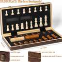 Magnetic Chess Game Board Set: Chess Sets for Adults 15.4'' Storage Box with Pieces Slots - Handcrafted Portable Travel Chess Game for Family Strategy - Gift for Husband Happyramid (Walnut - Coordinate Markings)