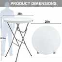 28in Folding Cocktail Table Round Bar Height Table White 1PCS