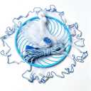 Monofilament Cast Net with Blue Ring for Bait Fishing, Handmade with 1/2" Mesh, Weighted Sinkers and Braided Hand Rope, 6FT Radius