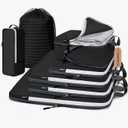 CherryNow Compression Packing Cubes, Packing Cubes Compression, Travel Essentials, Travel Organizer for Shoes, Clothing, Grey
