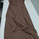 BTFBM Women Ruched Bodycon Maxi Dresses Summer Casual Sleeveless Lightweight Slit Elegant Cocktail Wedding Guest Dress (Large, Coffee)