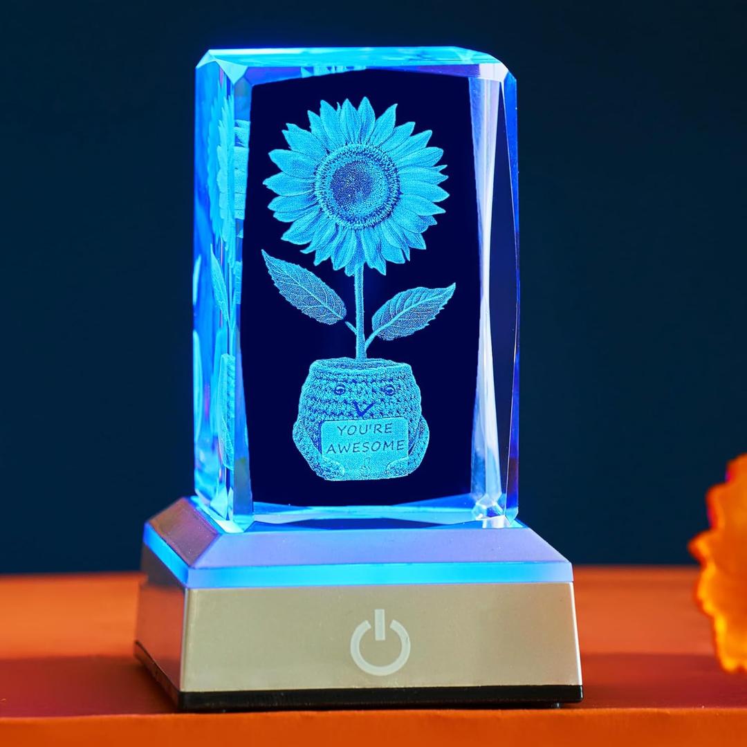 Inspiring gifts suitable for women, Sunflowers Flower Night Lamp,Rechargeable Cordless Touch Table Lamp,Festival Restaurant Bedroom Bar Coffee Shop Birthday Gifts for Women Mom (you're awesome)