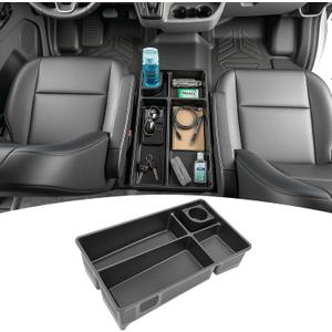 Floor Organizer Compatible with 2021-2026 Ford Transit Center Console Storage Organizer Under Seat Box Bin Cup Holder for Transit Accessories(Not for Transit Connect)