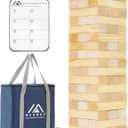 Megwoz Medium Tumble Tower Games for Kids and Adults 57 Blocks New Zealand Pine Wooden Blocks Stacking to 3FT Family Game for Indoors Outdoors Yard Games for Family