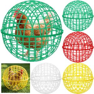Leinuosen 4 Pack Chicken Ball Cage Movable Mesh Rabbit Coops Plastic Detachable Rolling Safety