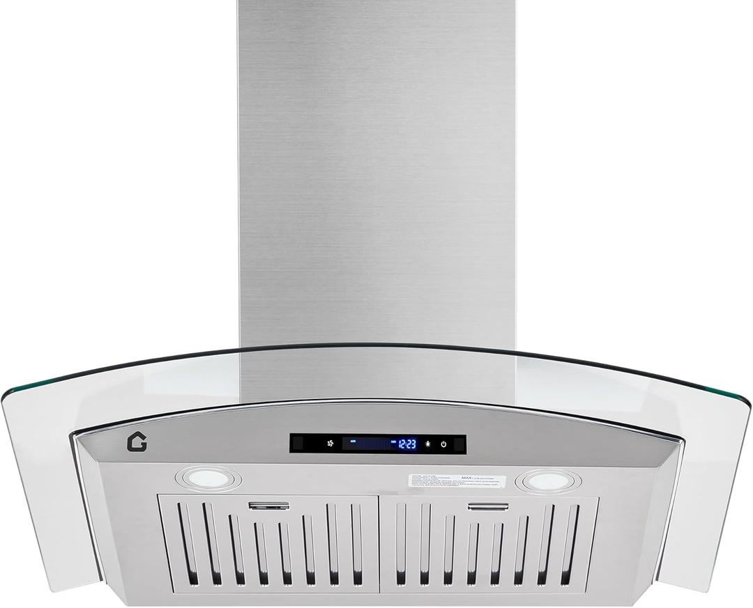 Wall Mount Range Hood, 30 in Stainless Steel Range Hood, 3 Speed Exhaust Fan Ducted/Ductless Convertible Kitchen Vent Hood, Easy Installation, 450 CFM Gesture Sensing & Touch Control with LED Lights
