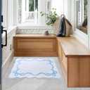 SHIYUE Scalloped Bow Bathroom Mat, Coquette Cute Non Slip Rug Aesthetic Preppy Microfiber Room Decor, Soft Bathtub Decoration(18"26" Sky Blue)