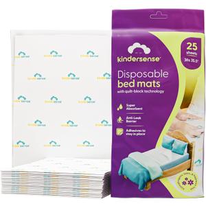 KinderSense Ultra Absorbent Disposable Bed Pads for Potty Training 36" x 30" (25 Count) - Bedwetting Mat & Mattress Protector - Incontinence Pads with Adhesive Leakproof | Alt. to Training Pants