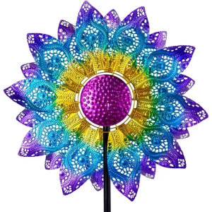 Colorful Wind Spinner 38Inches, Metal Garden Pinwheels for Yard and Garden, Decorative Wind Spinners for Outdoor Patio Yard Lawn