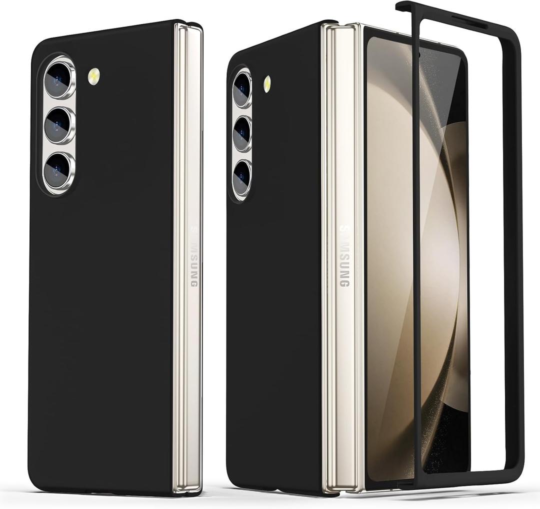 Compatible for Samsung Galaxy Z Fold 5 Case, Ultra-Thin Silky Hard PC Matte Bumper Cute Pretty Phone Case Cover for Samsung Galaxy Z Fold 5 5G, Black(12-26)