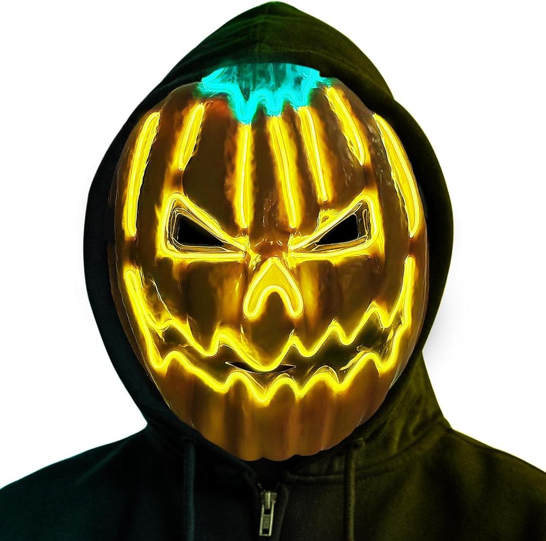 Halloween Purge Mask, Light up halloween Masks with 3 Lighting Modes, LED Mask for Men Women Adult Halloween