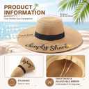 Berlune 6 Pcs Embroidered Straw Hats Wide Brim Summer UPF 50+