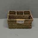 StorageWorks Wicker Flatware Organizer, Hand Woven Seagrass Cutlery Holder for Countertop with Handle, 1 Pack