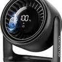 Gaiatop Desk Fan with Touch Control, 4000mAh Battery, 5 Speeds Ultra Quiet Bedroom Fan with LED Display, 90 Tilt, 7.7 Inch USB-C Rechargeable Desktop Fan for Dorm Office Room Home Office, Black