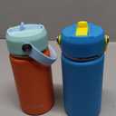 Fimibuke Kids Insulated Water Bottle, 14oz BPA FREE Double Wall Vacuum Tumbler 18/8 Stainless Steel Leak Proof Kids Cups with Straw Metal Water Bottle for School Boys Girls (2 Pack, Ocean Life)