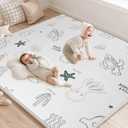 Foldable Baby Play Mat Foam, 79x71 Inch Thick 0.8 Inch XPE Waterproof Playmat, Extra Large Crawling Floor Foam Mats for Kids Infant Training Non-Slip Reversible (Ocean)