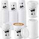 50 Pcs Wedding Coffee Cups 12 oz 'mint to Be' Disposable Wedding Paper Drinking Cups with Leak Proof Lids for Hot & Cold Liquids Outdoor Party Reception Engagement Bridal Shower