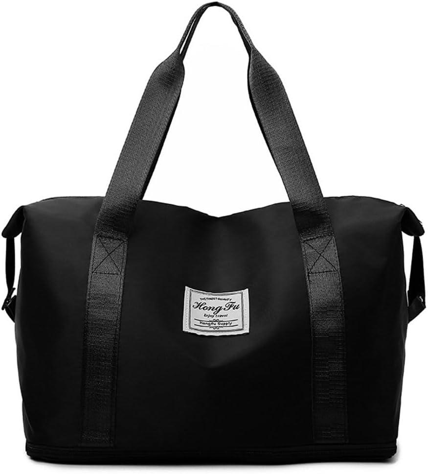 Duffle Bag for Travel, Weekender Overnight Carry on Tote Bags for Women, Sport Gym Bag for Men - Black