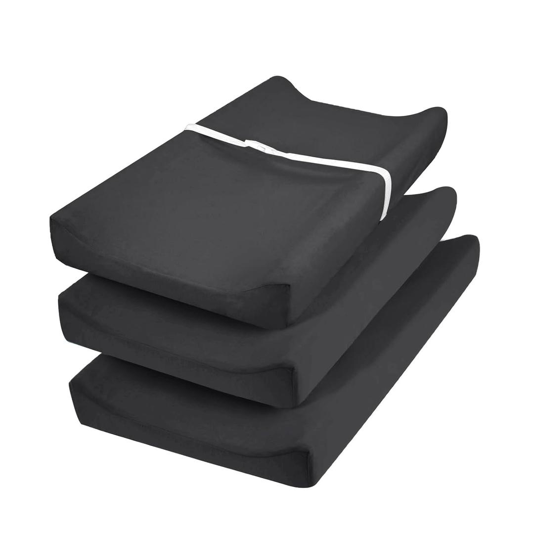 david's Kids 3 Pack Changing Pad Cover Set, Ultra Soft Breathable Cozy Microfiber Diaper Change Table Sheets for Baby Girls, Fit Most Changing Pads, Black