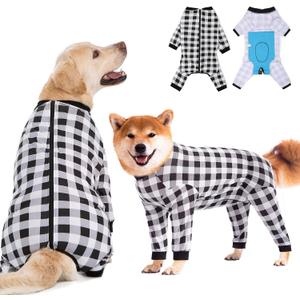 Dog Recovery Suit Full-Zipper After Post-Surgery Large Medium Dogs, Dog Bodysuit for Prevent Licking& Chewing Wounds Onesies Cone Alternative (Black, 2X-Large)