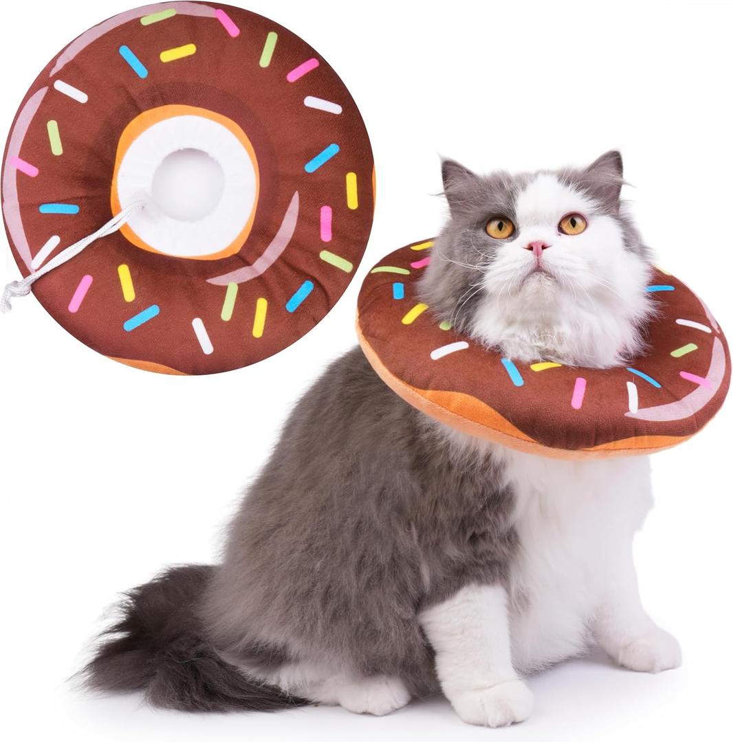Cat Cone Collar Soft, Cat Recovery Collar for Wound Healing Cute Donut Adjustable Kittens Cones to Stop Licking Comfortable Lightweight Neck Elizabethan Collars for Cats Kittens After Surgery (Medium)