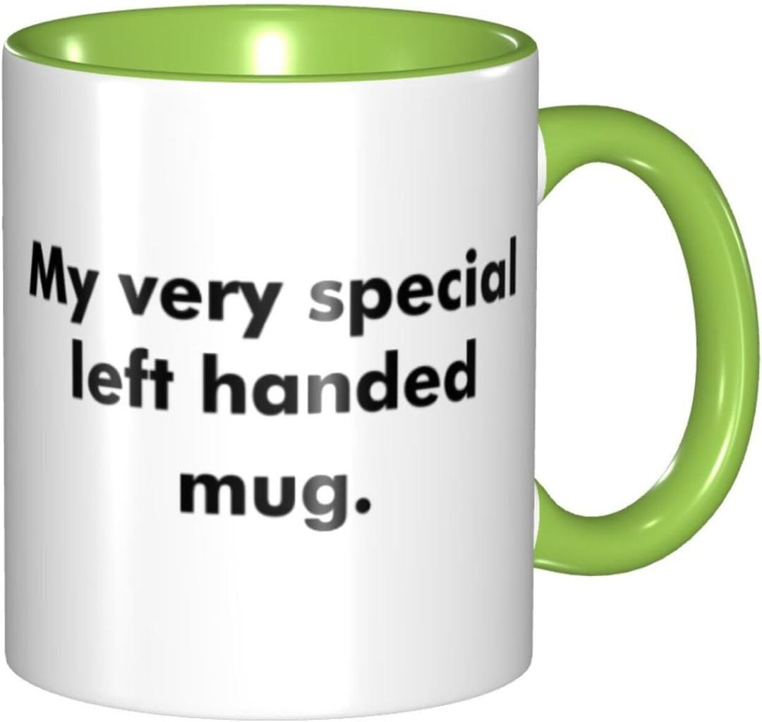 Left Handed Mug With Funny Message For Righty White Coffee Tea Cup Unique Saying Lefty Internal And Handle Green 11Oz Mug