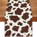 Brown Cow Print Table Runner Cow Print Table Cloth for Parties Farm Cowboy Themed Birthday Party Home Kitchen Dining Room Table Decorations 13x72 Inch