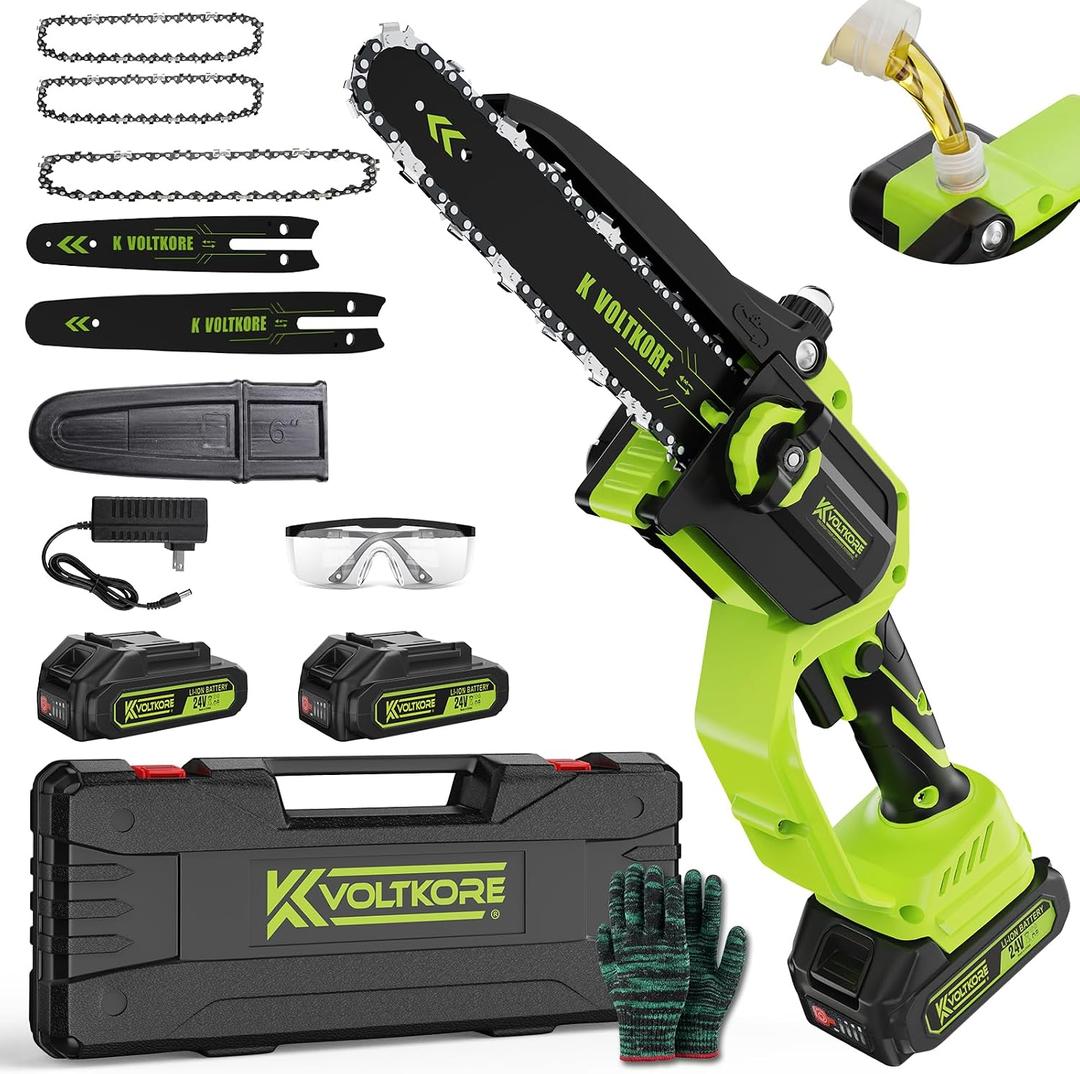 Mini Chainsaw 8 Inch & 6 Inch Bar, Electric Small Chainsaw Battery Powered