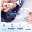 One Way Window Privacy Film with Tools, Malleable Window Tint for Home, Two Sided Protective Film, Static Cling, Removable, Reusable, Anti-UV, Anti-Glare, Heat Blocking (Blue, 23.6Inch×196.9Inch)