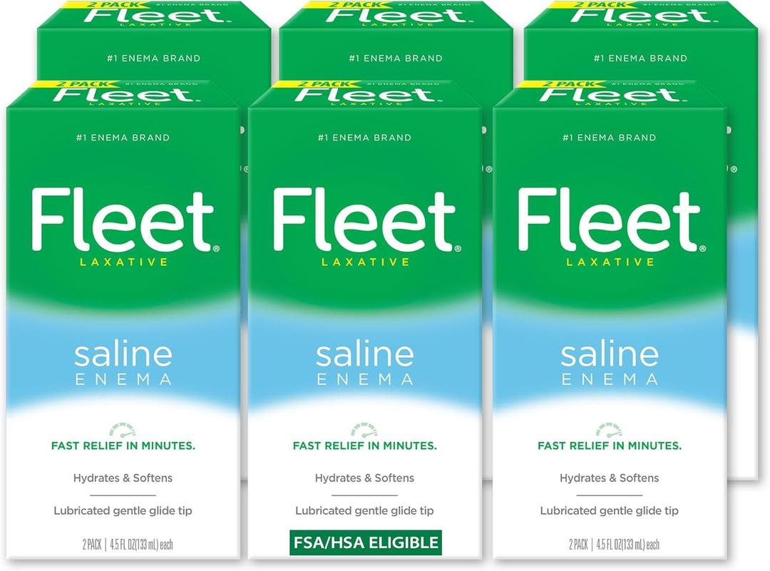 Fleet Laxative Saline Enemas for Constipation Relief for Adults, Fast and Effective, 2 Bottles per Pack, 4.5 Fl Oz Each, Pack of 6