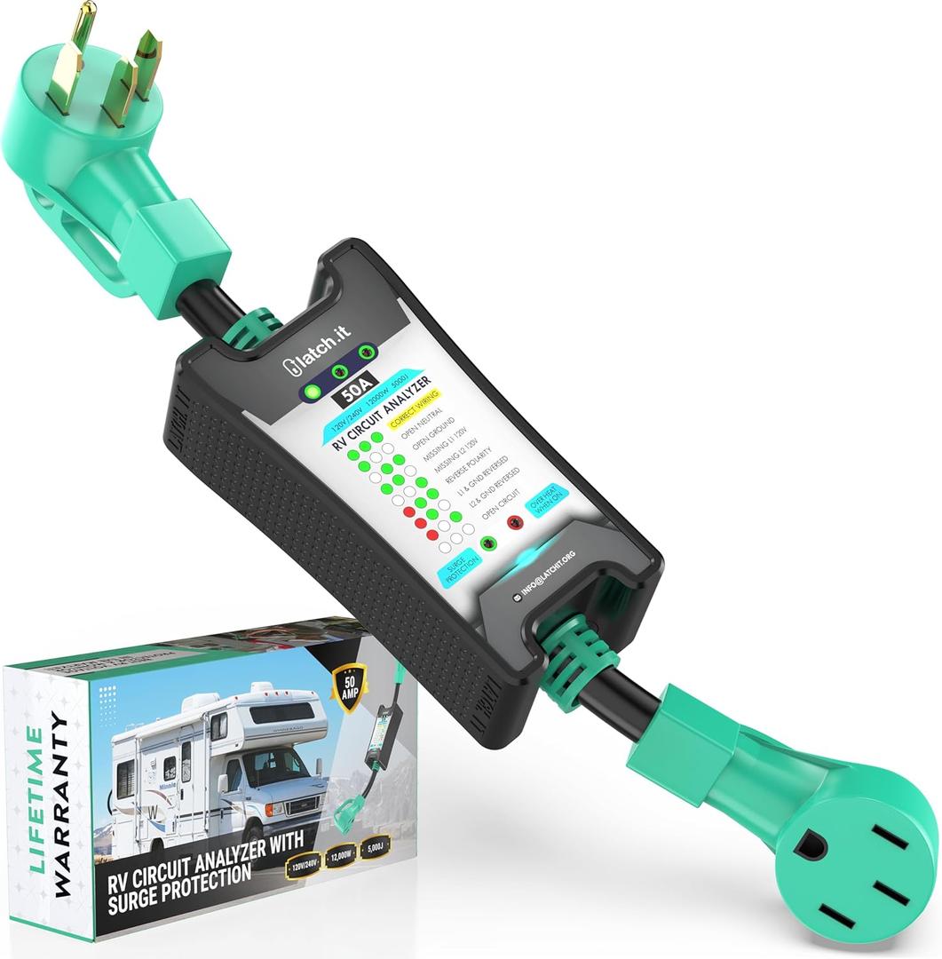 LATCH.IT 50 Amp RV Surge Protector | RV Surge Protector 50 Amp w/ 5000J Voltage Protection | RV 50 Amp Surge Protector w/Circuit Analyzer | Prevents Damage w/Our 50 Amp Surge Protector for RV!