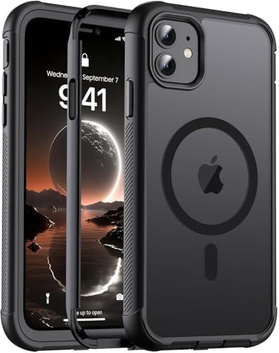 jaroco Magnetic for iPhone 11 Case, [Compatible with MagSafe][Military Grade Drop Protection][Heavy Duty Protection][Non-Slip][Shockproof] 2-Layer Durable Bumper Phone Case 6.1''-Black